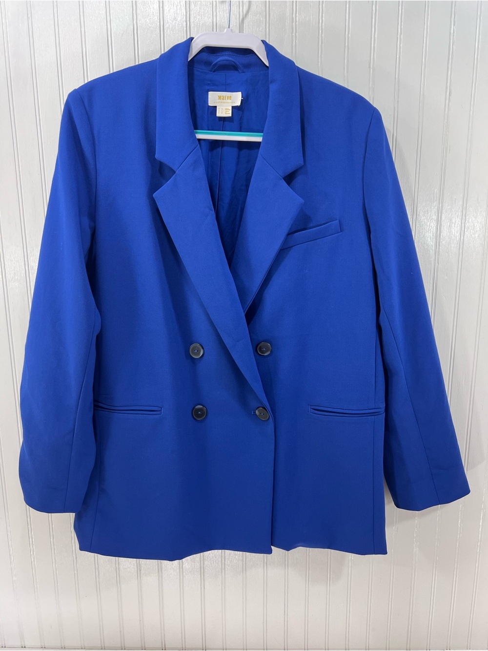 Maeve Anthropologie Royal Blue Double Breasted Oversized Blazer 14